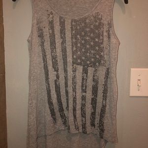 Gray Hi-Lo American Flag Graphic Tank